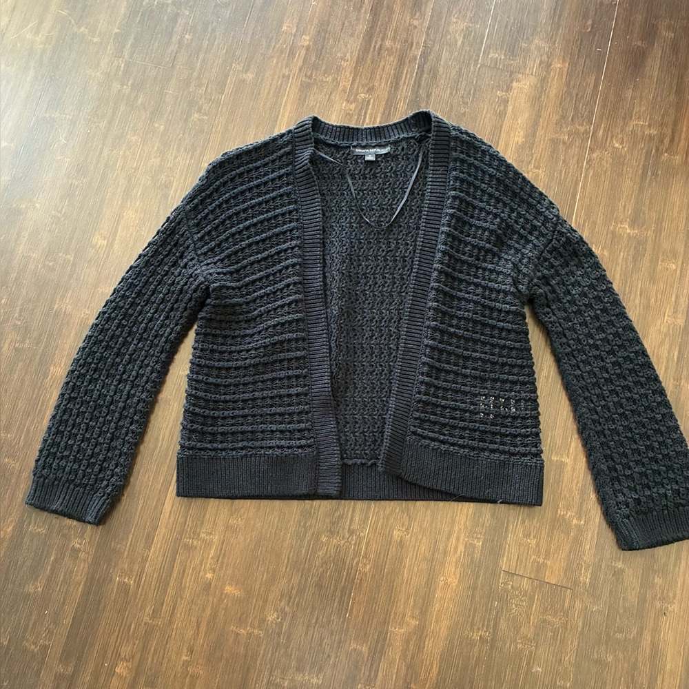 Banana Republic Black Open Knit Long-Sleeved Cardigan, Size S